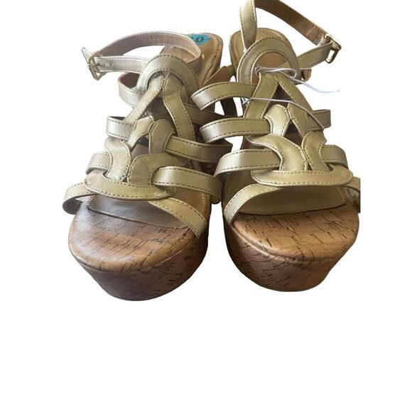 Report Women's Tan/Cream Strappy Cork Wedge Sandals Size 10 New without Box - Picture 6 of 11